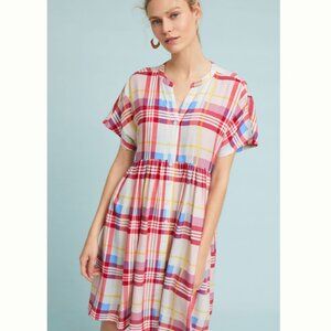NWT Anthropologie Tylho Plaid Button Front Swing Dress in Women's X-Large